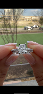 1.5ctw F-VS1 Radiant Lab Diamond Engagement Ring Set