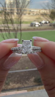 1.5ctw F-VS1 Radiant Lab Diamond Engagement Ring Set